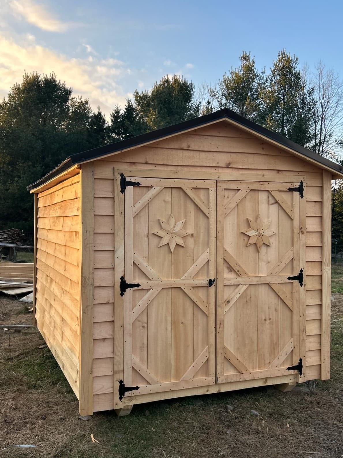 Picture of a wood tiny home on a trailer